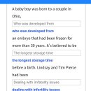 72 25/8/7 An Ohio couple welcomes a baby from a nearly 31-years-old frozen 이미지