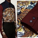 13FW 네이비 브라운 플라잉<b>타이거</b> 슬림<b>핏</b> 셔츠