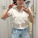 블루＆화이트 | 유니클로 코튼도비V넥블라우스 반팔 봄 신상 화이트 S 블루 M 사이즈 구매후기