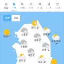 1월 9일 월요일 날씨 이미지