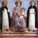 성모 마리아와 아기 예수, 성 도미니크 와 토마스 아퀴나스 - 프라 안젤리코 이미지
