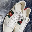 에이스세탁 | 수원 구찌 에이스 스니커즈 세탁 후 가죽 스크래치 복원 염색 작업 후기(심플어라운드)