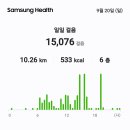 오늘15,076보10.26km를걸어목표달성누계걸음4,060,997보누계거리는2,937.74km 이미지