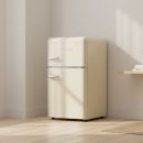 (주)메가마트 신선도원룸 | 쿠잉 레트로 미니냉장고 REF-D85 2도어 소형 원룸 사무실 신혼 슬림 크림