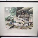 한국화의 대가 금추 이남호 그림 ＜다림질하는 아낙네들＞ * 49cm x 41cm * 한국화 * 유리액자 이미지