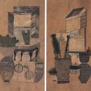 민화 고급 + 표구 | [이인숙의 옛 그림 예찬]5.작가 미상,『책거리』 2폭 - 책무더기와 서재의 풍경, 민화 책거리그림