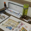 드로잉 풍경과 수채화 이미지