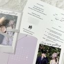 캘리그라피(야) | W24. 연보라 포인트로 커스텀한 포토청첩장💜 / 블루버드청첩장 후기 💌 청첩장스티커 개인제작(디자인공방)