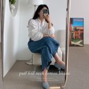 코튼 프릴블라우스 편안함과 부드러움 77사이즈까지 커버하는 세련된 퍼프 블라우스