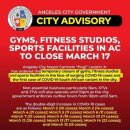 필리핀 앙헬레스시(市), 스포츠 시설 임시폐쇄 명령 및 통행금지 시행 이미지