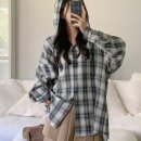 루즈핏 후드 체크 셔츠 bs8325 이미지