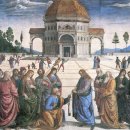 피에트로 페루지노, 〈천국의 열쇠를 받은 그리스도〉, 1482, 프레스코, 바티칸, 시스티나 이미지