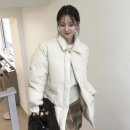 4123 | [SIYAZU] 시야쥬 | 패딩하프코트 Light beige 후기, 깔끔한 겨울 아이보리 패딩 추천