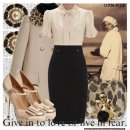 Lingerie blouse &amp; Military tarallo pencil skirt 이미지