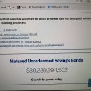 Savings Bonds 저축채권 만기일 지난 회수 unredeemed $39,239,994,502 이미지
