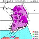 8월 25일(화요일) 07:00 현재 대한민국 날씨 및 기상특보 발효 현황 (울릉도, 독도 포함) 이미지