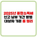 2024년 귀속 2025년 종합소득세 신고 납부 기간 방법 대상자 기준