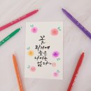 플러스펜 수채 캘리그라피 | 다이소 플러스 수성펜으로 간단 수채그림 그리기.