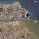 리비아의 파괴적인 홍수 현장 보도사진 이미지