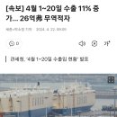 [속보] 4월 1~20일 수출 11% 증가… 26억弗 무역적자 이미지