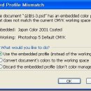 [대화상자] Embedded Profile Mismatch 이미지