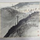 姜 雲岩 도시 풍경 H127.3 W24.4 ink on hardboard 이미지