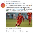 [OPTA] 가비는 18살 123일이라는 나이에 녹아웃 단계 선발데뷔를 함 / 1958년 펠레의 17살 249일 이후 가장 어린 기록 이미지