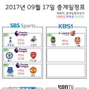 2017년 9월 17일 (일요일) 축구중계 방송편성표 이미지