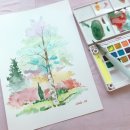 드로잉 풍경과 수채화 이미지