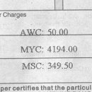 항공운임중(항공화물운송장) OTHER CHARGE내에 문구들(MYC, AWC, MSC) 이미지