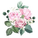 Rosette watercolor roses leaf set 이미지