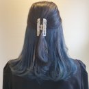 마지크헤어 | 친절했던 시크릿투톤염색 마지크 블루블랙 블루 투톤염색 탈색