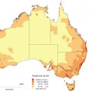 야밤의 호주 인구밀도 지도 이미지