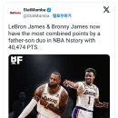 르브론 부자 듀오 NBA 역사상 최다 점수합산 기록 갱신 ㅅㅅ 이미지