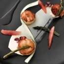 퓨레나노식품, Pan seared scallops nanofoods with a parsnip puree, pomegranate sauce and grapefruit. Follow me on Twitter for more! @Nanofoods 이미지