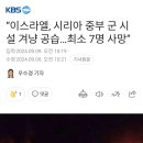 이스라엘, 시리아 중부 군 시설 겨냥 공습...최소 7명 사망 이미지