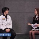 박지영 아나운서의 연검스 각선미와 차준환과의 인터뷰 장면 캡쳐 이미지