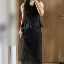 벨라 스모크 셔링 블라우스 s, 클레르 레이어드 스커트 네이비 xs 조합 태사장님 손민수 후기(키 160)