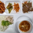 2022.10.14 - 참치마요덮밥, 김치수제비국, 도토리묵, 진미채, 궁중떡볶이, 오이무침, 바람떡 이미지