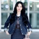 5163 | 카리나, 데님 셋업+여신 웨이브 공항패션