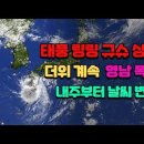 12호 태풍 규슈 상륙, 주말까지 계속되는 더위와 영남내륙 폭염, 내주 잦은 소낙성비로 기온 다소 하강 이미지