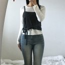 (주) 구름넥스트랩 | 가을 출근룩 코디 추천 나시 뷔스티에 롱 슬리브, 루엣 블라우스, 스트랩 니트 착용후기