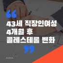 43세 직장인 육아맘, 4개월 후 약 없이 콜레스테롤 급감, 중성지방 수치 변화, 건강 및 다이어트 상담후기