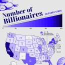 지도: 각 주의 미국 억만장자 수 이미지
