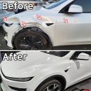 레드썬즈정비공장 | 잘하는곳 | 테슬라 주니퍼 측면사고 범퍼 휀다 판금도색 라이트 코딩까지 완벽수리 | 레드썬즈 정비공장