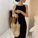 니트원피스 겨울 골지 브이넥 가을 배색