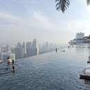 ﻿싱가폴 "마리나 베이 샌즈" 호텔의 하늘 수영 이미지