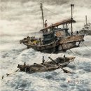 포구와 목선 이미지