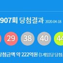 픽미픽미아이스천안주공5단지점 | 로또907회 당첨번호 1등 2등 금액 당첨 지역 판매점 4월 18일 추첨