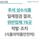 [보도자료] 추석 성수식품 일제점검 결과, 위반업체 76곳 적발.조치(식품의약품안전처)